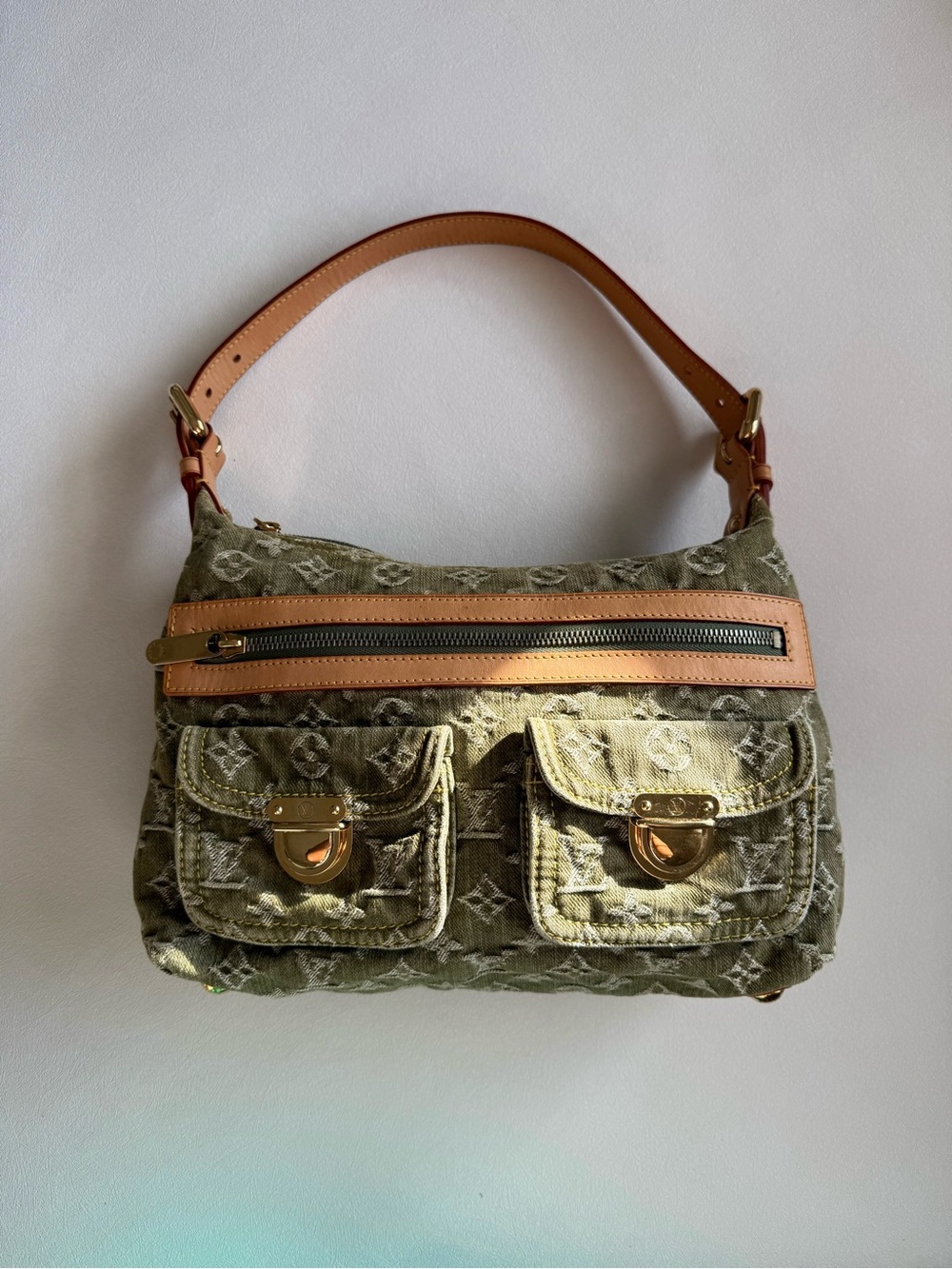 Louis Vuitton Green Denim Baggy Shoulder Bag PM